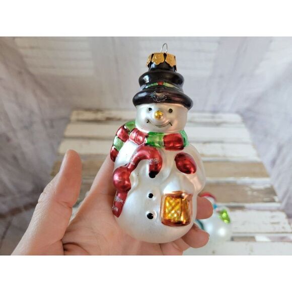 Glass snowman tree ornament set Xmas tree - Picture 5 of 10
